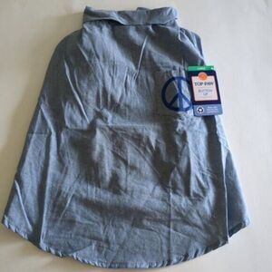 Top Paw Peace Chambray Button Up Dog Shirt LARGE